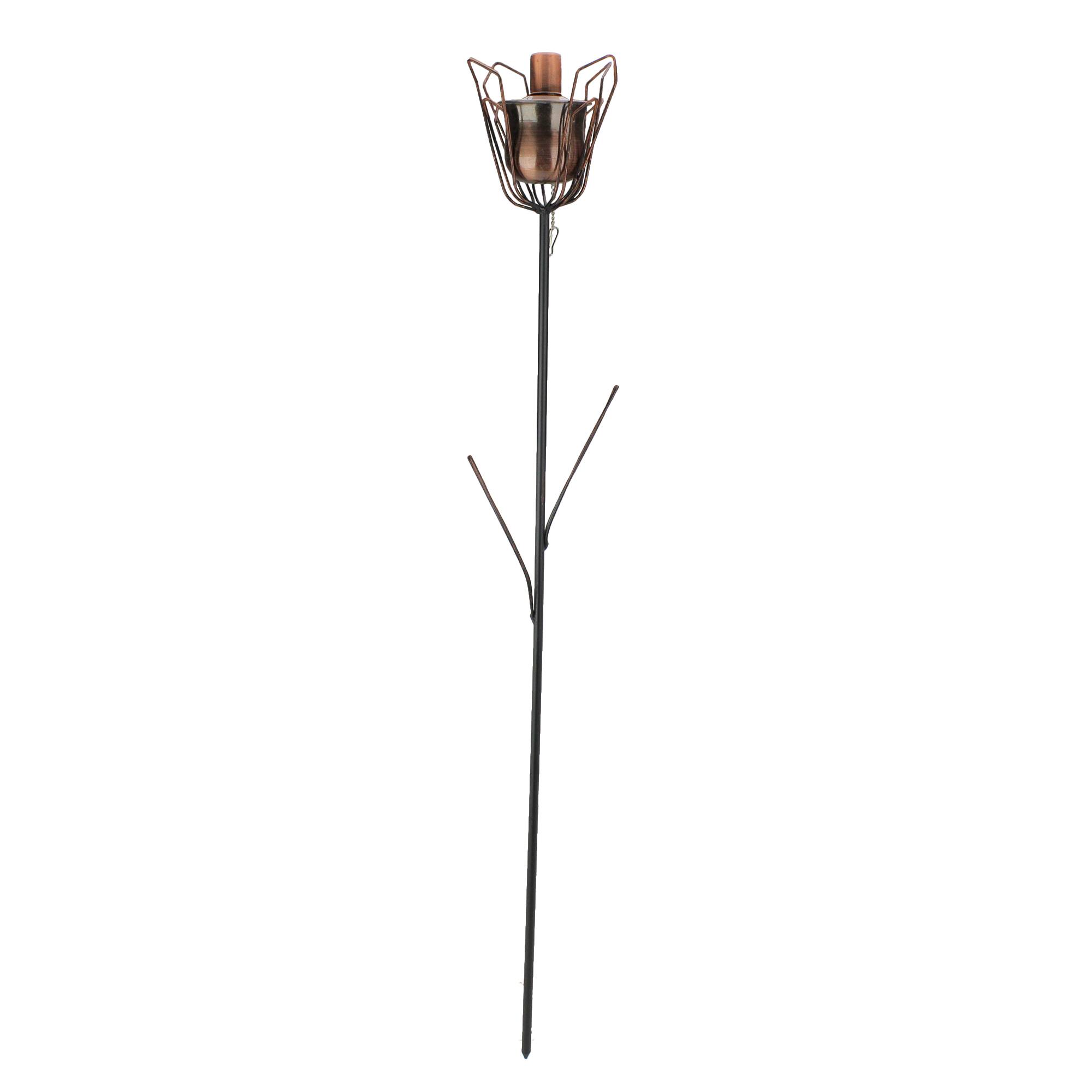 30" Brushed Copper Flower Oil Lamp Patio Torch